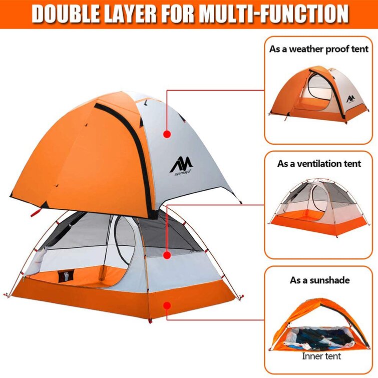 Lightweight Waterproof Windproof Easy Setup Double Layer Outdoor for Family  Camping Hunting Hiking Travel 2 Person Tent with Carry Bag